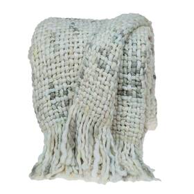 Homeroots Home Decor 512822740102 Boho Neutral Basketweave Throw Blanket