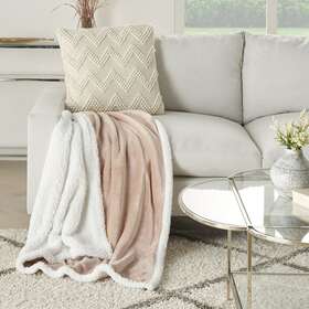 Homeroots Home Decor 512822835419 Boho Blush Pink Fleece And Sherpa Accent Throw