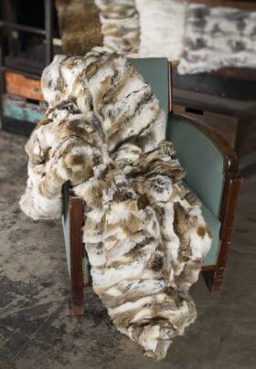 Homeroots Home Decor 512839594248 2 Inch X 50 60 100% Natural Rabbit Fur Tan And White Throw Blanket