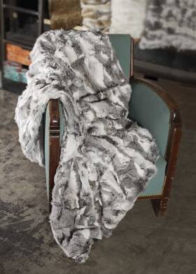 Homeroots Home Decor 512839594255 2 Inch X 50 60 100% Natural Rabbit Fur Grey Throw Blanket