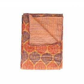 Homeroots Home Decor 512839600307 50 Inch X 70 Orange Blue And Yellow Cotton Kantha Patchwork With Embroidery