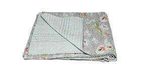 Homeroots Home Decor 512839600338 50 Inch X 70 Pink And Ivory Kantha Cotton Floral Throw Blanket With Embroidery