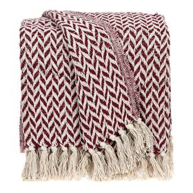 Homeroots Home Decor 606114636557 Burgundy Handloom Herringbone Weave With Tassels
