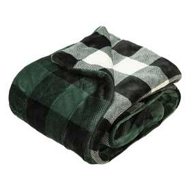 Homeroots Home Decor 606114642107 Buffalo Black Green Printed Velvet And Throw Blanket