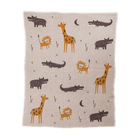 Homeroots Home Decor 608219095895 Zoo Animals Woven Knitted Baby Blanket