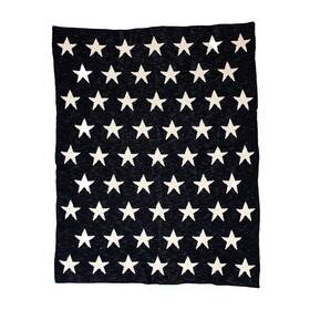 Homeroots Home Decor 608219357771 Navy Blue And White Stars Knitted Baby Blanket