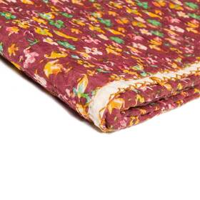 Homeroots Home Decor 689211824775 50 Inch X 70 Maroon Yellow And Green Kantha Cotton Floral Throw Blanket With Embroi