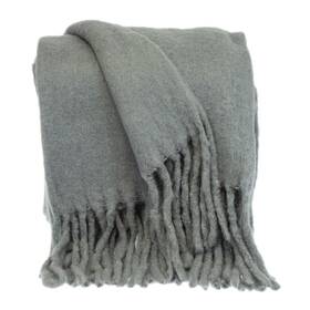 Homeroots Home Decor 808230112278 Super Soft Gray Solid Color Handloomed Throw Blanket