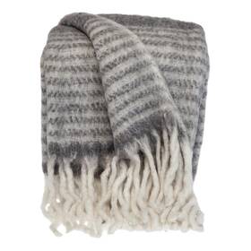 Homeroots Home Decor 808230112360 Super Soft Gray And White Chevron Striped Handloomed Throw Blanket