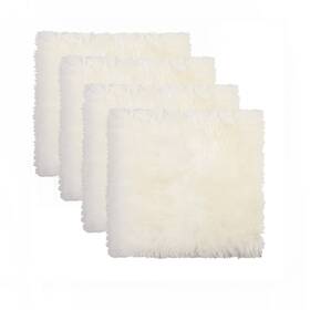 Homeroots Kitchen & Dining 606114686057 Set Of Four 17 Inch X Natural Wool Solid Color Chair Pads