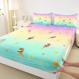 Cyjs2568gyy-cl Homewish Usf Ice Cream Fitted Sheet Full Size Cone Donut Bedding Set 3pcs For Kid