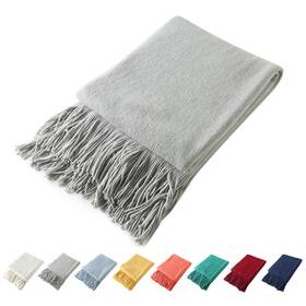 Homiest 728458460268 Decorative Knitted Throw Blanket With Fringe Soft And Cozy Tassel Blank