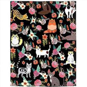 Hommomh 300828418206 Cat Blanket 40 Inch X 50 And Flower Black For Lovers Lightweight Fuzzy C