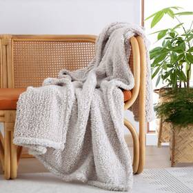 Horimote Home 727522061578 Ultra Soft Cozy Sherpa Throw Blanket 2 Tones Ombre Light Brown Pattern Rever