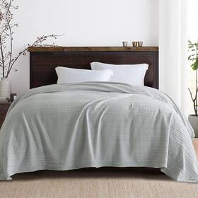 Horimote Home 750226754125 100% Cotton Throw Blanket Waffle Woven Light Grey Thin Decorative Wi
