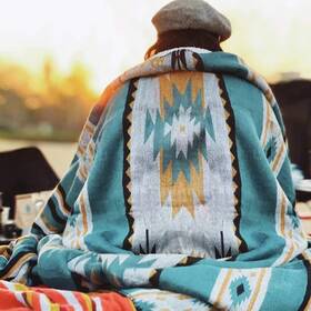 Horimote Home 759356366802 Aztec Patterned Throw Blanket With Soft Sherpa Lining Traditional Southweste