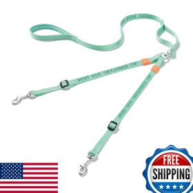 B0dhkywm9r Howgo Double Dog Leash 2/3 Inch X4.8ft Mint Green No Tangle Swivel Adj Padded Handle