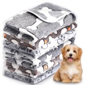 Hunnmingre-goh-1117 Hunnmingre 6 Pcs Small Dogs Blankets Super Soft Flannel Pet With Cute Paw Print