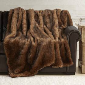 Hd50-0062 Hyde Lane Faux Fur Throw Blanket - Ultra Long Pile Luxury Fluffy Bear Brown