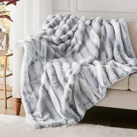 Hd50-0091 Hyde Lane Luxury Fluffy Faux Rabbit Fur Throw Blanket - Ultra Soft Cozy Blank