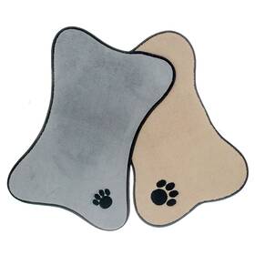 Ih Casa Decor 626711040694 Microfibre Bone Mat Paw Embroidery - Set Of 2