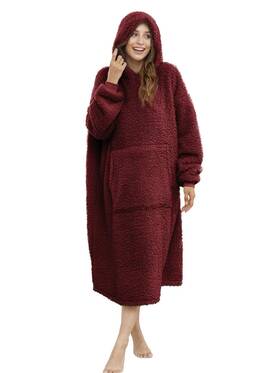Ililmmoe 046432233579 Sherpa Wearable Blanket Oversized Hoodie Sweatshirt Tv With Long Slee