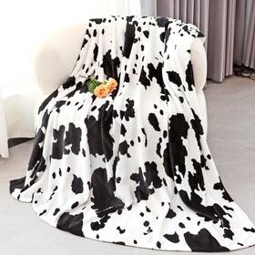 Imuku 648564283400 Cow Print Blanket Soft Black And White Fleece Throw Warm Cozy Lightweight Cou