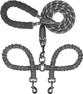 B0892wmrt6 Iyoshop Dual Dog Leash - 360 Swivel No Tangle Shock Absorbing For 2 Dogs
