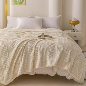 Ja-00001 Jaimelavie Bed Blanket Soft Warm Throw For Couch 79 Inch X90 Bowknot-beige