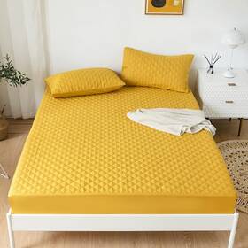 Jejeloiu 784126346296 Yellow Quilted Mattress Pad 100% Waterproof Breathable Full Bedding