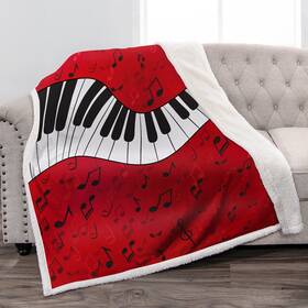 Jekeno 702103576108 Piano Keyboard Sherpa Blanket Music Note Lightweight Smooth Soft Warm