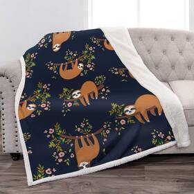 Blanketwl-3-3 Jekeno Sloth Sherpa Blanket Smooth And Soft Throw For Sofa Chair Bed