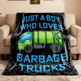 Jojizaio 861001014177 Boy Who Loves Garbage Trucks Blanket Soft Blankets And Throws Flannel Cozy Li