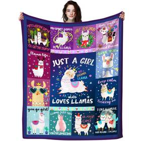 Alib-hlsa007 Jonecea Cute Llama Blanket Soft Warm Alpaca Throw Blankets Cartoon Sofa Couch B