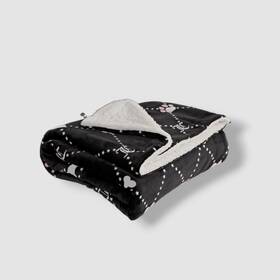 Juicy Couture 646760210299 Black Sherpa 50 Inch X 60 Blanket Bone Pillow Set Of 2
