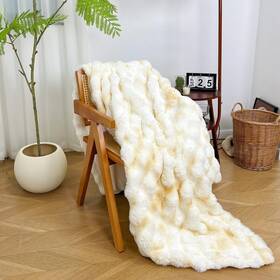 Td-yw5060 July Yellow Tie Dye Cozy Bubble Fleece Blanket For Couch Faux Fur Throw Blan
