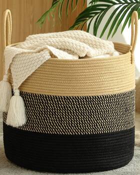 Lb003 Kakamay Large Blanket Basket 18 Inch X18 X16 Woven Baby Laundry Hamper For Stor