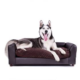 Flu108l2 Keet Fluffy Deluxe Pet Bed Sofa Chocolate Large
