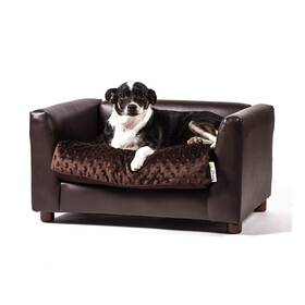 Flu108s Keet Fluffy Deluxe Pet Bed Sofa Chocolate Small Medium