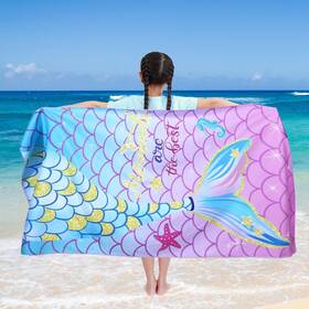 Jay-kinlop-169 Kinlop 30 X 60 In Kids Mermaid Beach Towels Quick Dry Sand Free Absorbent Bat