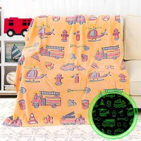 Kivee 648564282151 Fire Truck Blanket Glow In The Dark For Toddler Boy Blankets Firetruc