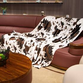 Nn-02 Kivee Oversized Cow Print Blanket 90x90 Large Queen Size Bed Throw Soft Flannel F