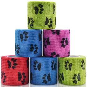 Krf85 Kreyfer 6 Roll 2 Inch X 5 Yards Paw Print Pet Vet Wrap For Dogs Cats Cohesive Bandag