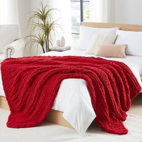 Red001 Lagraty Lftagraty Chunky Knit Blanket Throw - Soft 30x40 100% Ha