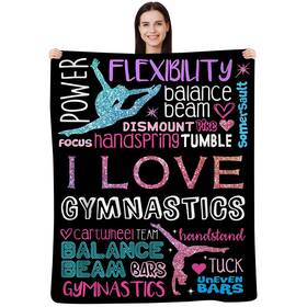 Mn-02 Laswega I Love Gymnastics Flannel Fleece Blanket Colorful Design Super Soft Velvet