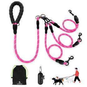 B0f5pvsxcy Leosasa No Tangle 3-dog Leash - Padded Handle Three Detachable Splitters