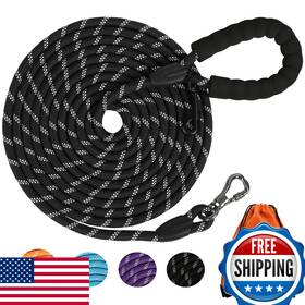 B0fn82yrtr Leterno Long Dog Leash For Training 16-100ft - Reflective Lockable Hook Heavy Duty