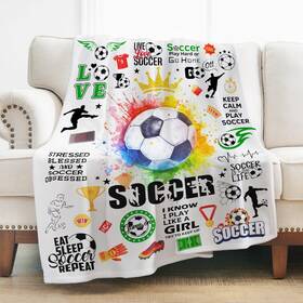 Levens 702103853094 Soccer Blanket Gifts For Girls Boys Soft Cozy Flannel Throw Fo