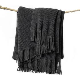 Grey-6080 Lifein Throw Blanket For Couch Soft Boho Decor Bed Cozy Grey Knitted C