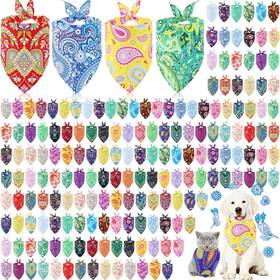 Locmeo Gor-locmeo-1988 200 Pcs Paisley Dog Bandana Bulk Colorful Triangle Bibs Pet Scarves For Smal